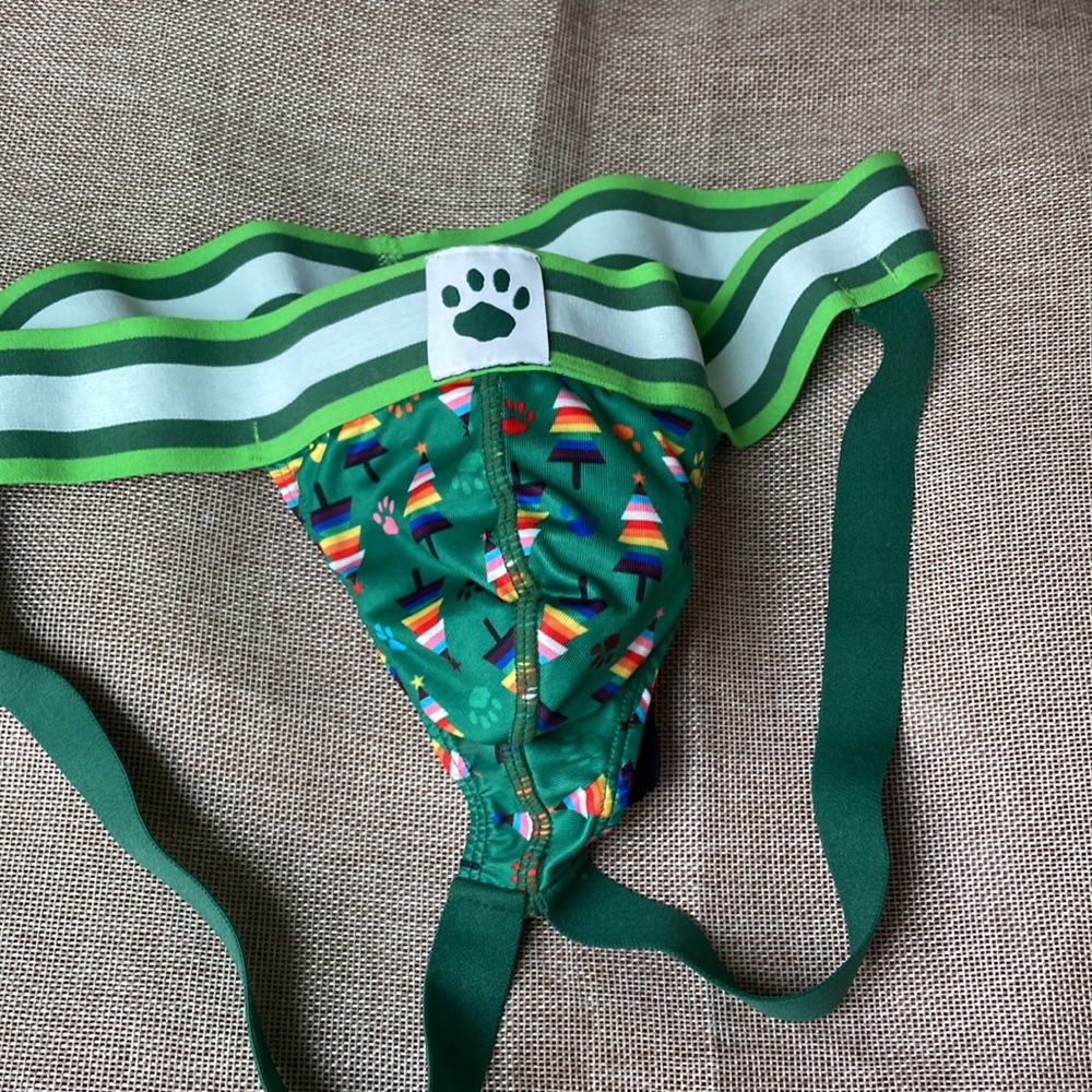 Gay pride, rainbow, jockstrap, Christmas tree, paw print size small new